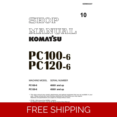 KOMATSU PC100-6 , PC120-6 EXCAVATOR WORKSHOP REPAIR MANUAL